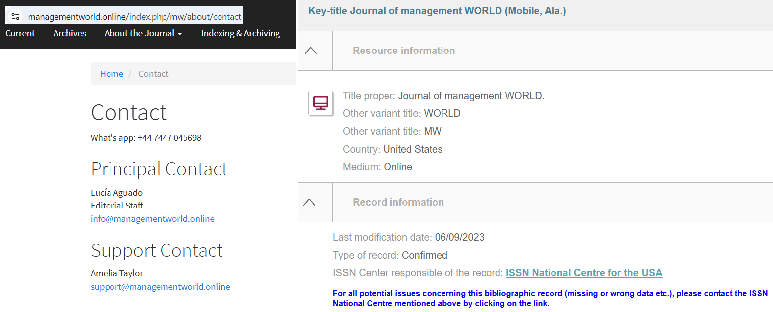  Journal of Management World predatory scopus journal 